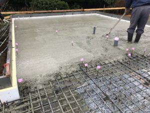 土間床基礎(逆ベタ基礎)耐圧盤コンクリート打設
